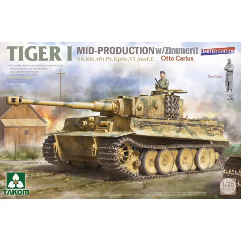 Tiger I Mid Production w/zimmerit - 1/35 - TAKOM 2200
