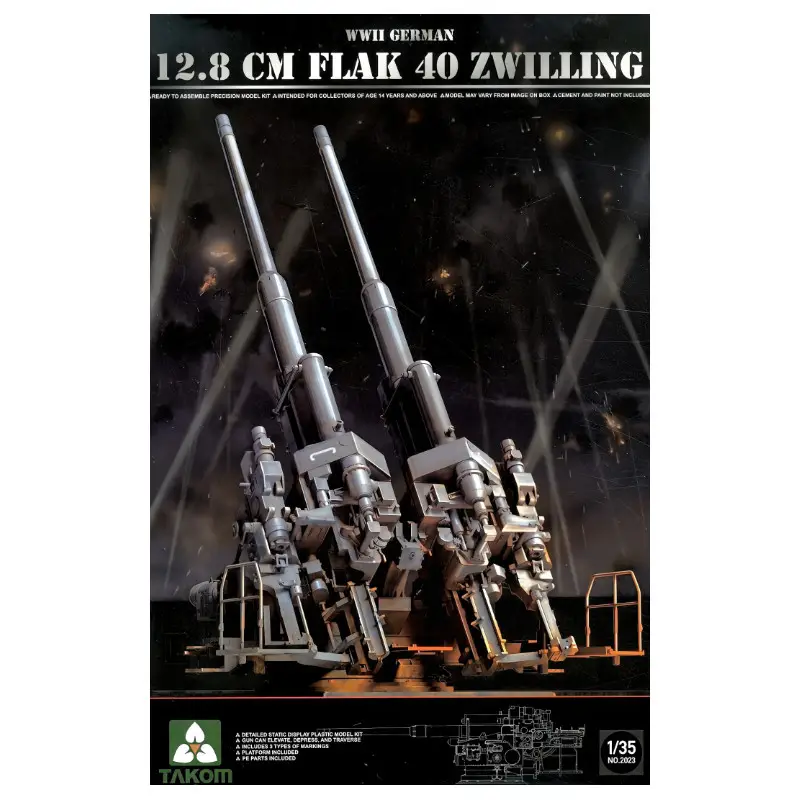 Canon double Flak 40 allemand de 12,8 cm WWII - échelle 1/35 - TAKOM 2023