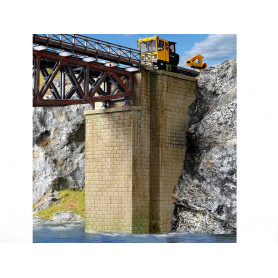 2x piliers de pont en pierre maçonnée - échelle HO 1/87 - Kibri 39750
