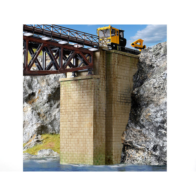 2x piliers de pont en pierre maçonnée - échelle HO 1/87 - Kibri 39750