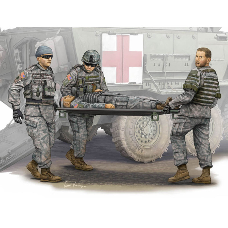 Équipe d'ambulanciers sur civière de l'armée américaine moderne - 1/35 - TRUMPETER 00430
