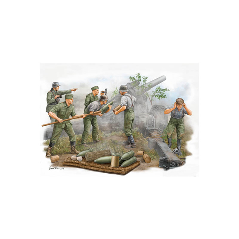 Équipe de canonniers d'obusier de campagne allemands en action de tir - 1/35 - TRUMPETER 00425