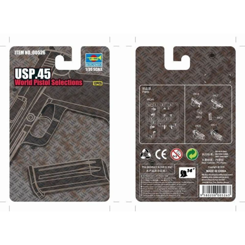 Sélection mondiale de pistolets USP.45 - 1/35 - TRUMPETER 00526