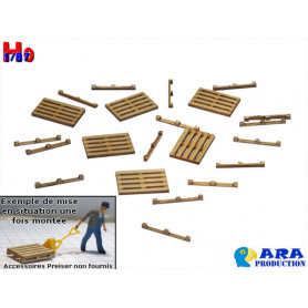 6 palettes en bois à monter - échelle HO 1/87 - Ara Production