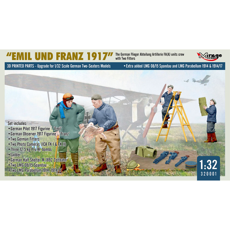 Équipage des unités FA(A) allemandes WWI «&nbsp;Emil und Franz 1917&nbsp;» avec équipement - Échelle 1/32 - MIRAGE HOBBY 320001