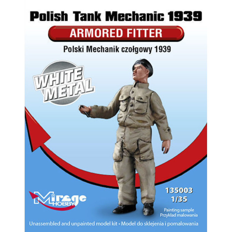 Mécanicien de chars polonais, 1939, monteur de blindés, métal blanc - 1/35 - MIRAGE HOBBY 135003