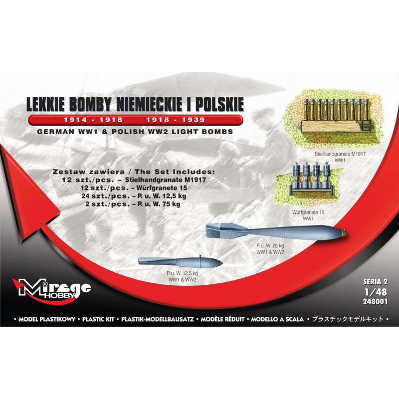 Bombes légères allemandes WWI + Bombes légères polonaises WWII - 1/48 - MIRAGE HOBBY 248001