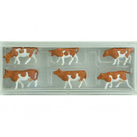 6 vaches marron et blanches - N 1/160 - PREISER 79155