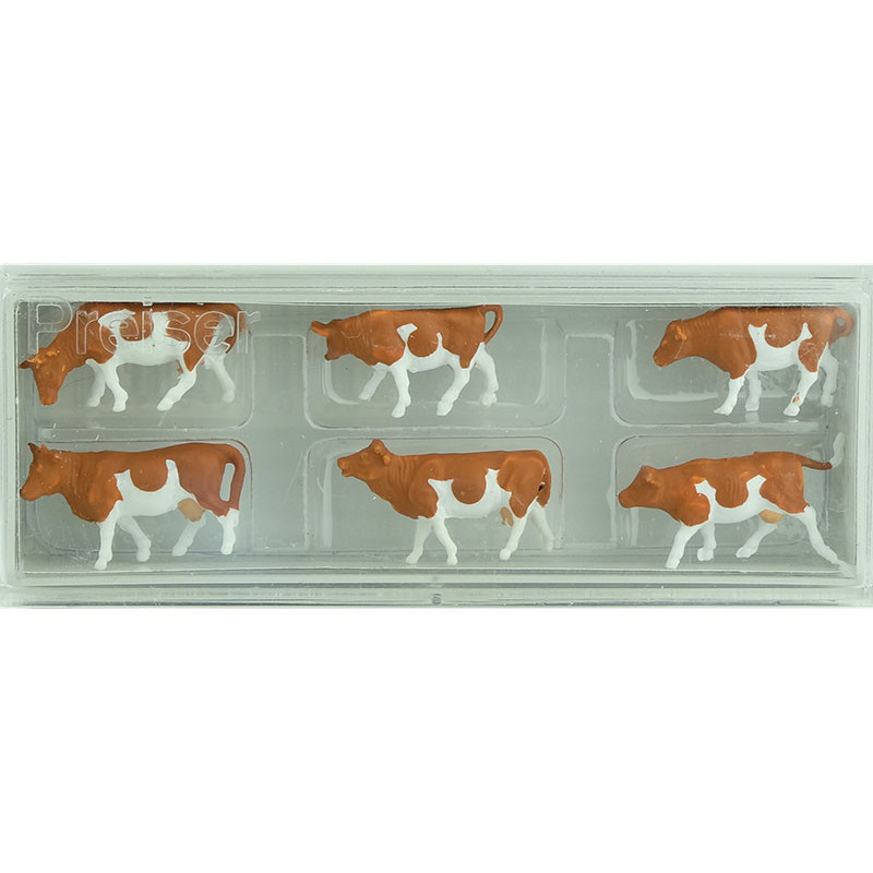 6 vaches marron et blanches - N 1/160 - PREISER 79155