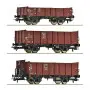 Set de 3x wagons tombereaux DB ép. III - HO 1/87 - ROCO 6600303