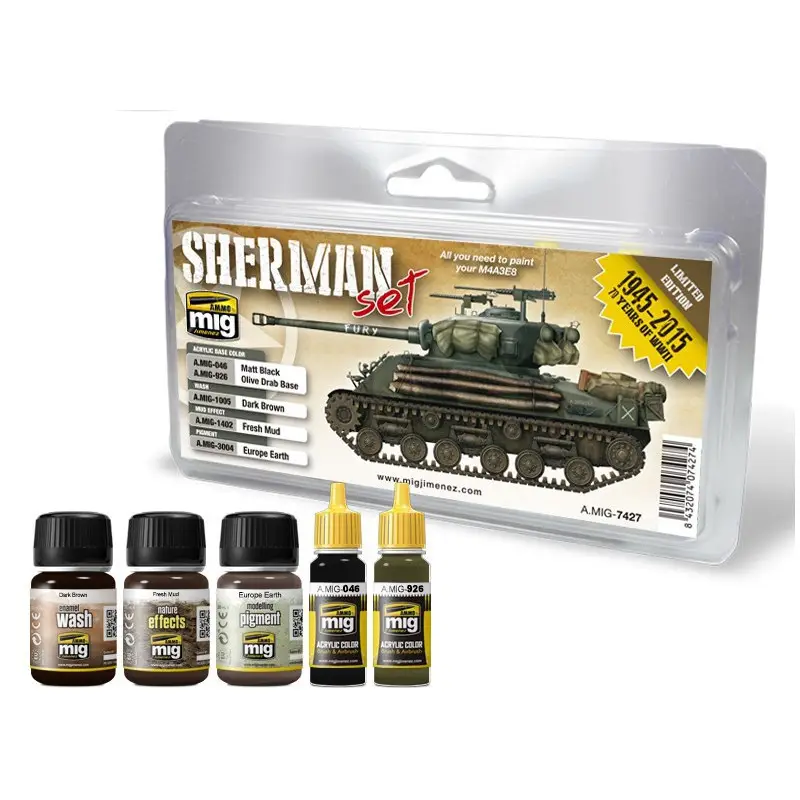 Set peintures Sherman Fury - MIG jimenez AMMO 7427