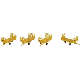 4x chariots La Poste jaune hirondelle époque IV - HO 1/87 - REE XB-029