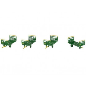 4x chariots vert et jaune SNCF encadré époque IV - HO 1/87 - REE XB-031