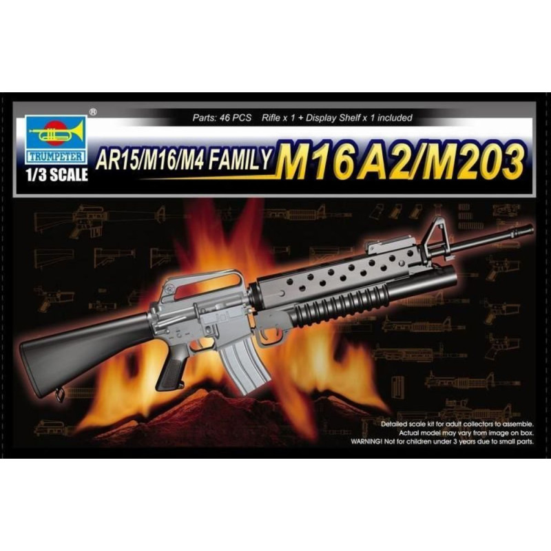 Fusil d'assaut AR15/M16/M4 - M16A2/M203 - 1/3 - TRUMPETER 01904