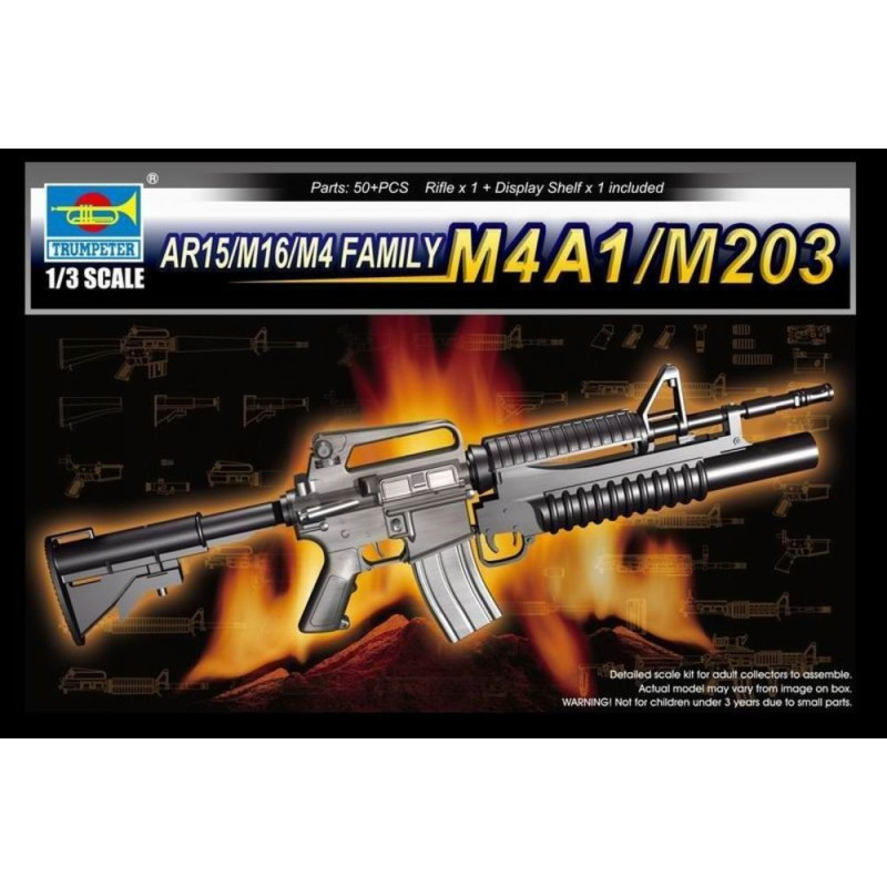 Fusil d'assaut AR15/M16/M4 - M4A1/M203 - 1/3 - TRUMPETER 01909