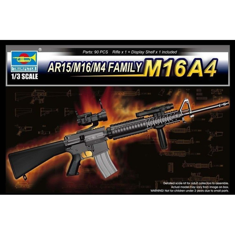 Fusil d'assaut AR15/M16/M4 - M16A4 - 1/3 - TRUMPETER 01915