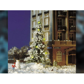 Sapin de Noël éclairé à Led et bonhomme de neige HO 1/87 - Busch 5409