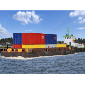 Barge de transport de containers ou produits en vrac - HO 1/87 - Kibri 38524