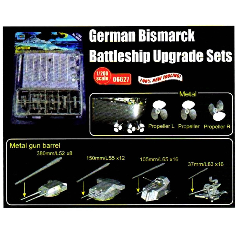 Kits d'amélioration pour cuirassé Bismarck allemand - 1/200 - TRUMPETER 06627