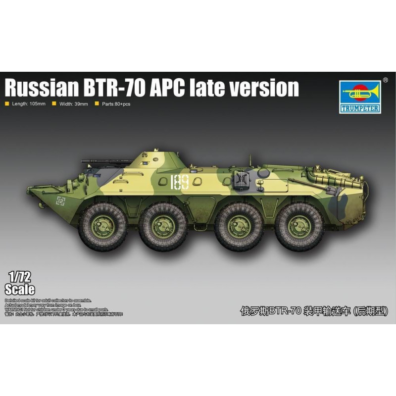 BTR-70 APC russe, version tardive - 1/72 - TRUMPETER 07138