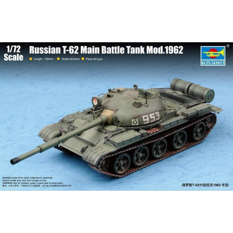 Char de combat principal russe T-62 Mod.1962 - 1/72 - TRUMPETER 07146
