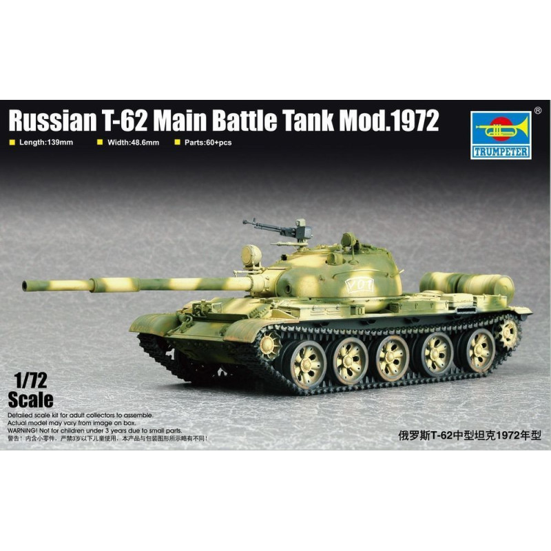 Char de combat principal russe T-62 Mod.1972 - 1/72 - TRUMPETER 07147