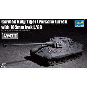 Tigre royal allemand (tourelle Porsche) et canon 105mm - 1/72 - TRUMPETER 07161