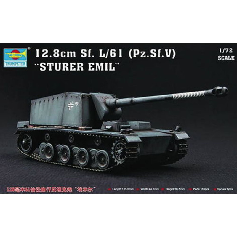 Sturer Emil 12,8 cm Sf. L/61 Pz.Sf.V - 1/72 - TRUMPETER 07210