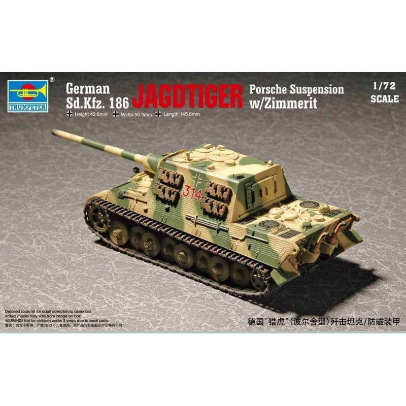 Char allemand Sd.Kfz 186 Jgdtiger équipement Porsche - 1/72 - TRUMPETER 07294
