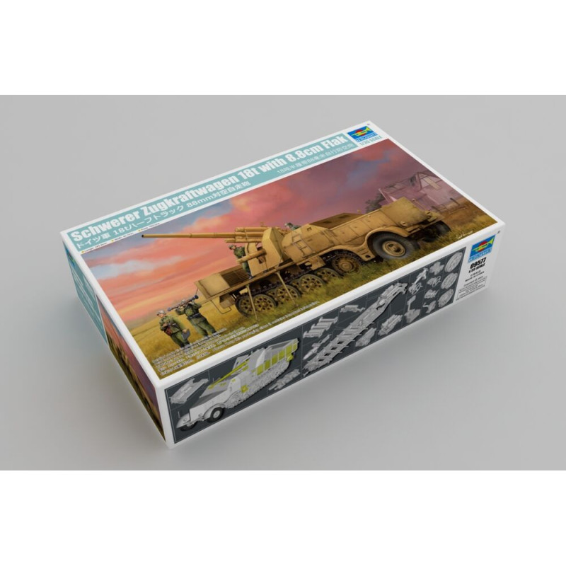 Tracteur lourd de 18 tonnes avec canon de 8,8 cm - 1/35 - TRUMPETER 09577