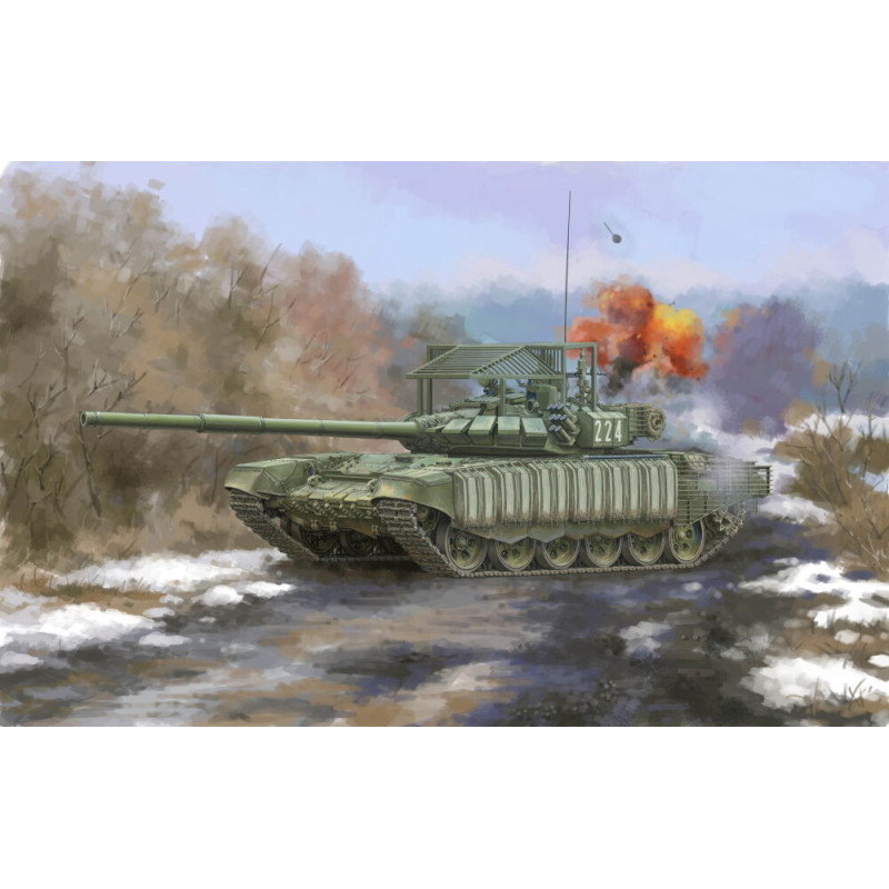 T-72B3 russe avec étui souple 4S24 ERA et grille - 1/35 - TRUMPETER 09610