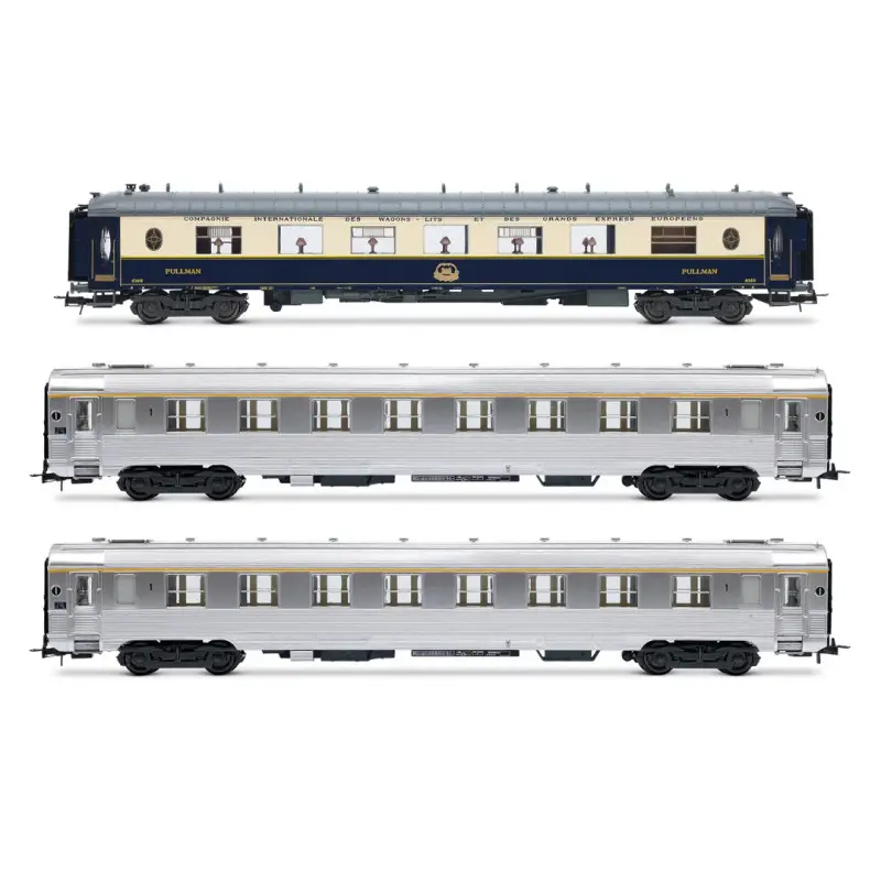 Set 3 voitures « Sud Express », voiture-salon CIWL + 2 x DEV Inox courtes ép. III-IV - HO 1/87 - JOUEF HJ4214