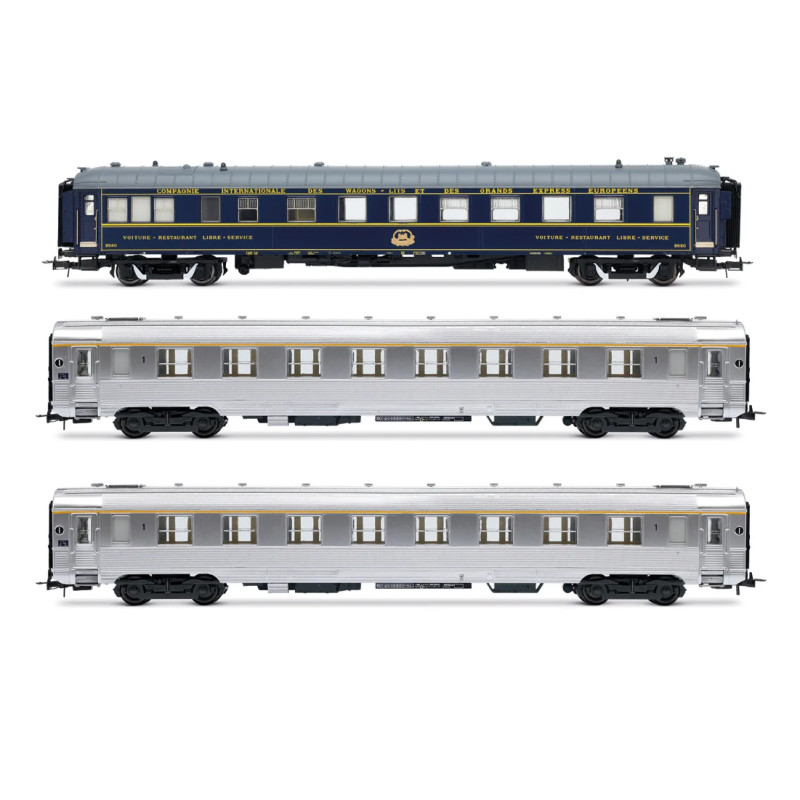 Set 3 voitures « Sud Express », voiture-restaurant CIWL + 2 x DEV Inox courtes ép. III-IV - HO 1/87 - JOUEF HJ4213