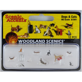 WOODLAND SCENICS A1841 - Chiens et chats - HO 1/87