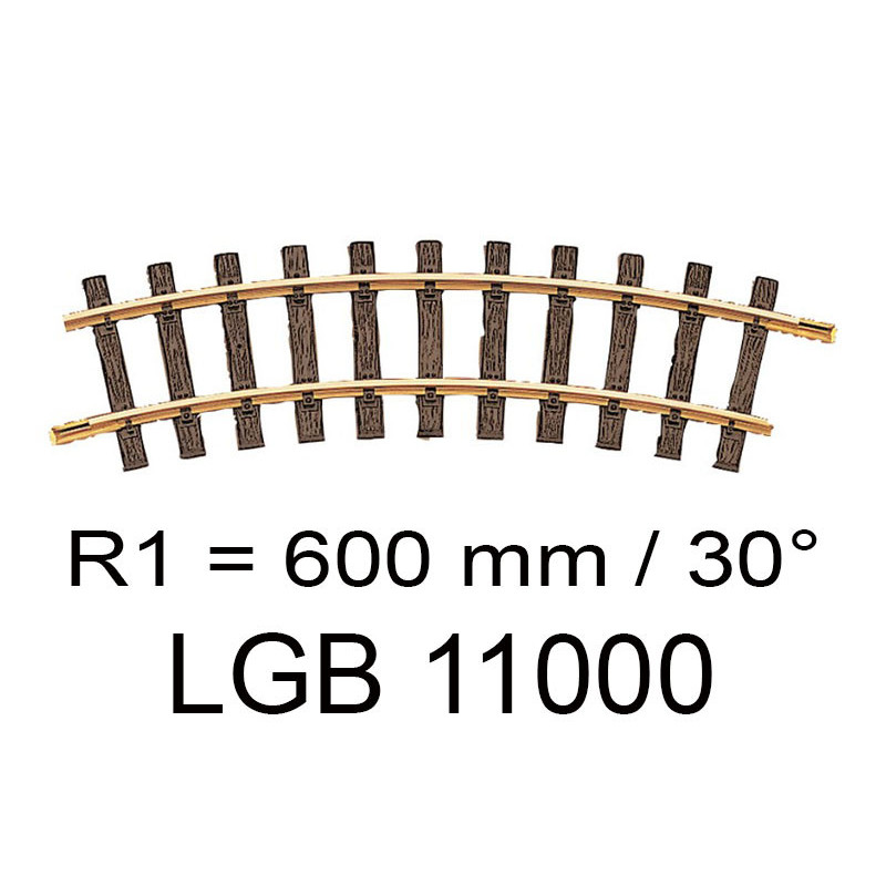 Rail courbe R1 600 mm 30° - échelle G 1/22,5 - LGB 11000