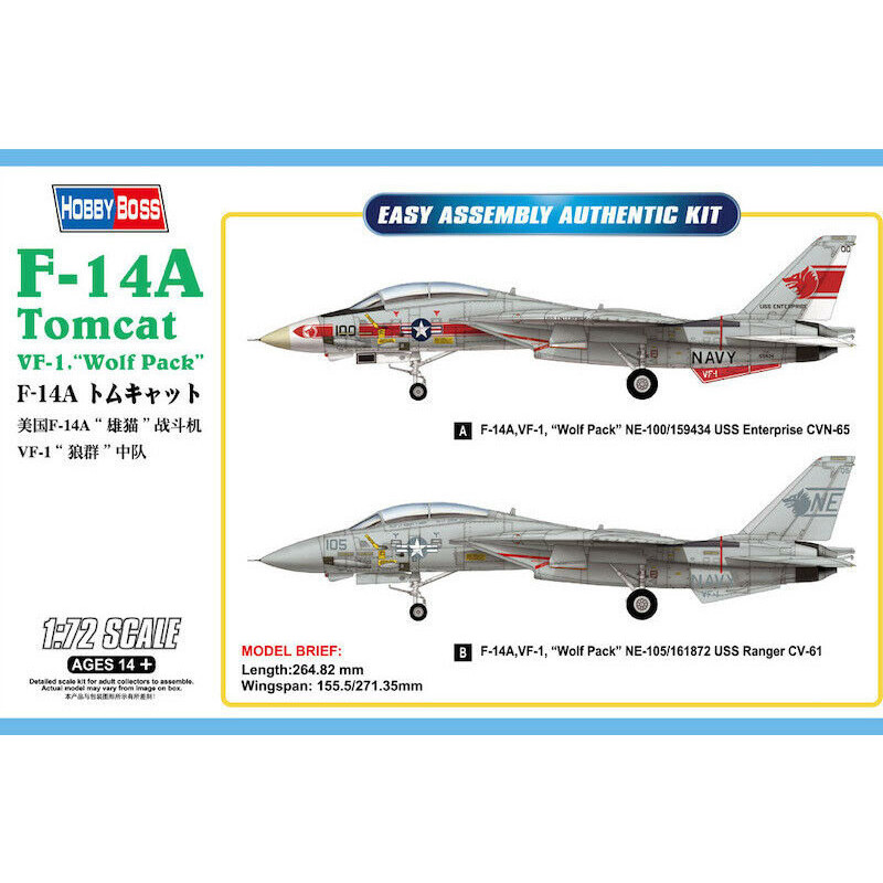 F-14A Tomcat VF-1 Wolf Pack - échelle 1/72 - HOBBY BOSS 80279
