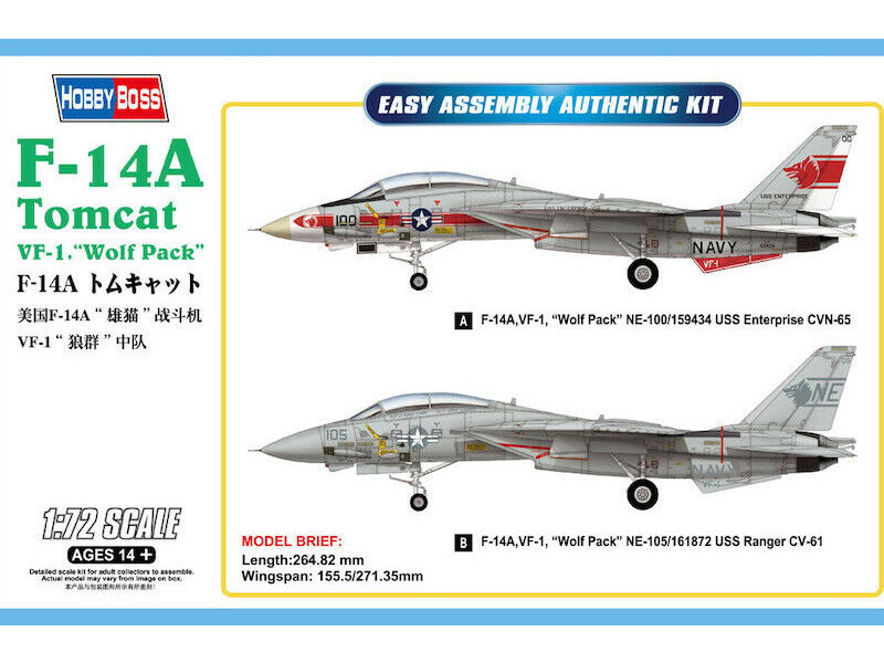 F 14a Tomcat Vf 1 Wolf Pack Echelle 1 72 Hobby Boss Ebay