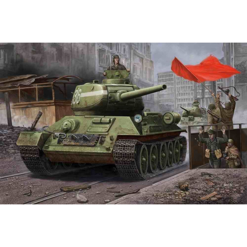 Char russe T-34/85 (tourelle angulaire, modèle 1944) - 1/48 - HOBBY BOSS 84809