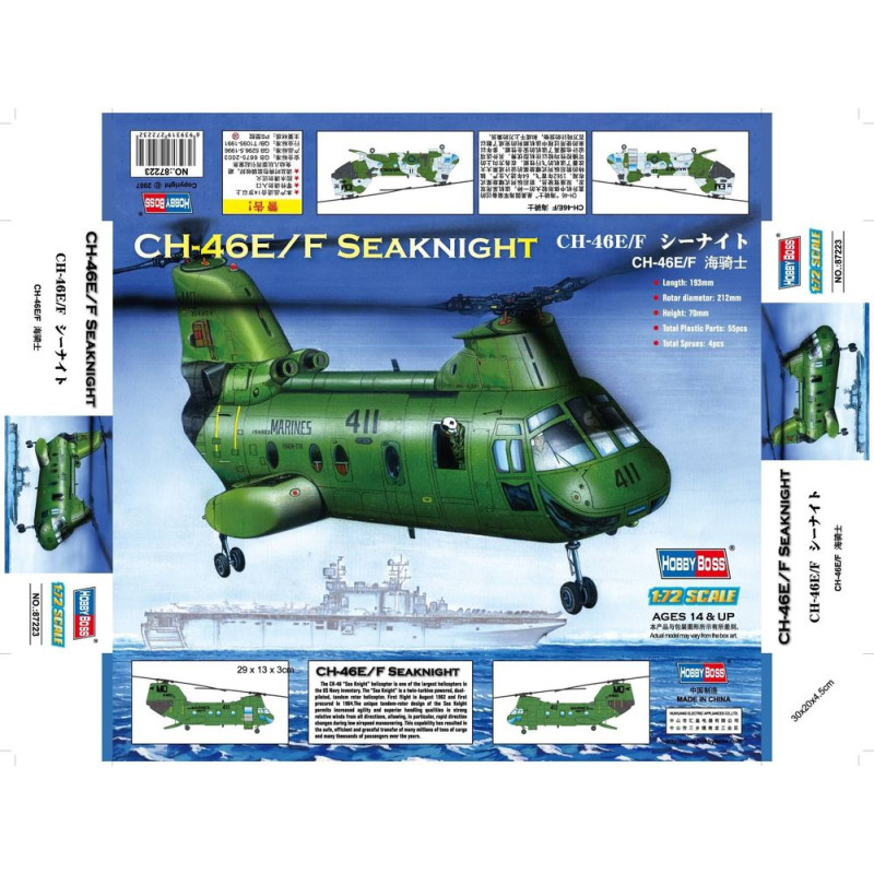 CH-46F Sea Knight américain - 1/72 - HOBBY BOSS 87223