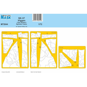 Masque de peinture SK-37 Viggen (biplace) Camouflage lacéré - 1/72 - SPECIAL HOBBY 100-M72044
