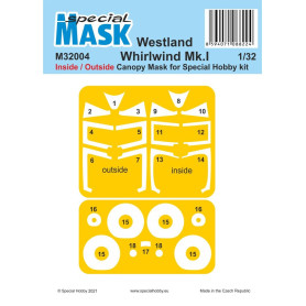 Masque peinture Westland Whirlwind Mk.I int/ext - 1/32 - SPECIAL HOBBY 100-M32004