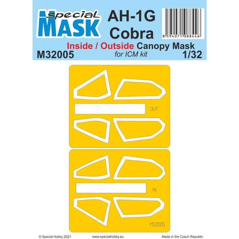 Masque peinture AH-1G Cobra Inside/Outside - 1/32 - SPECIAL HOBBY 100-M32005