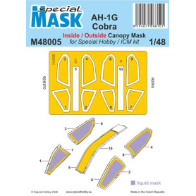 Cobra AH-1G Masque de peinture pour verrière - 1/48 - SPECIAL HOBBY 100-M48005