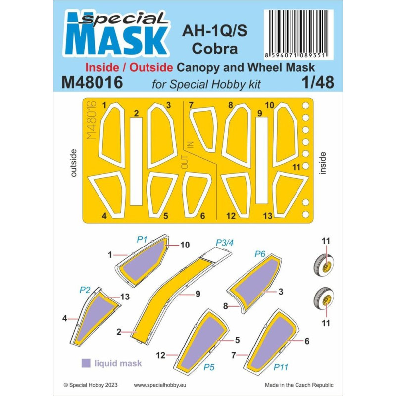 Masque peinture AH-1Q/S Cobra - 1/48 - SPECIAL HOBBY 100-M48016