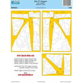 Masque peinture K-37 Viggen biplace Camouflage Splinter - 1/48 - SPECIAL HOBBY 100-M48023