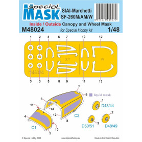 SF-260M/AM/W Masque peinture int/ext - 1/48 - SPECIAL HOBBY 100-M48024
