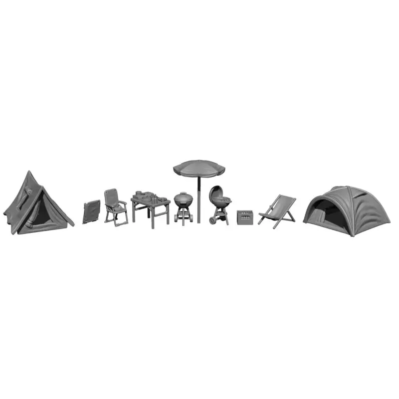 Accessoires camping à peindre - HO 1/87 - NOCH 16424