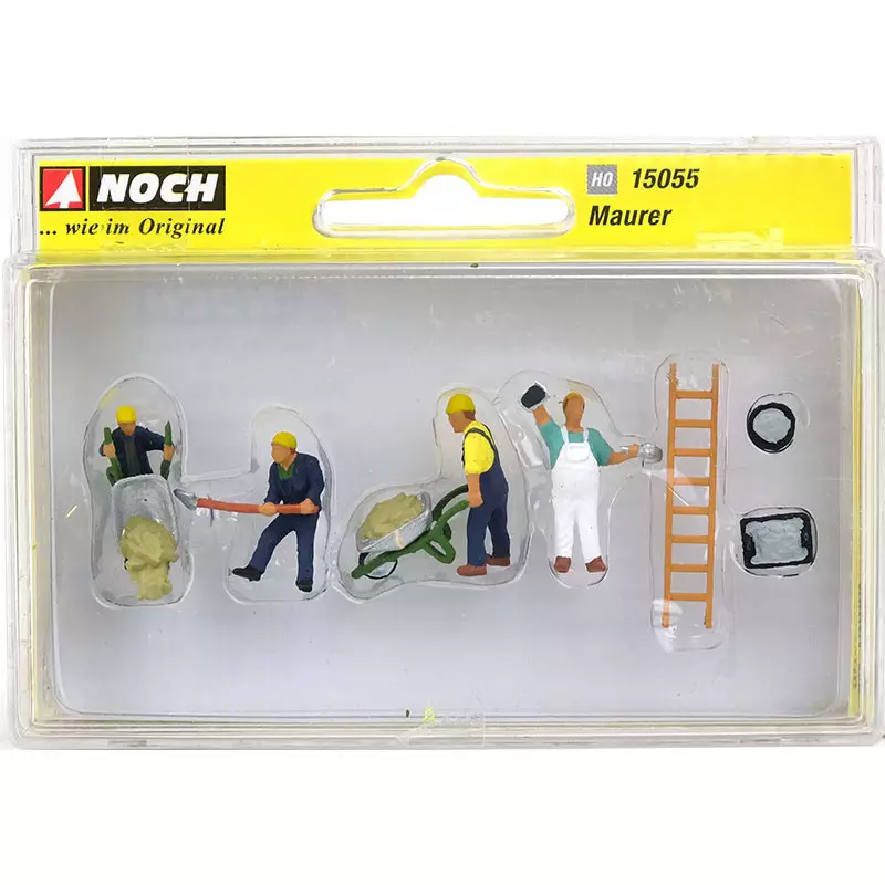 4 maçons et accessoires - Echelle HO 1/87 - NOCH 15055