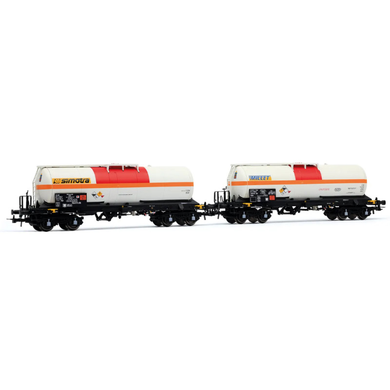 Set 2x wagons transport de chlore F-MISA/Millet + F- VTG/Simotra, ep. VI - HO 1/87 - JOUEF HJ6326