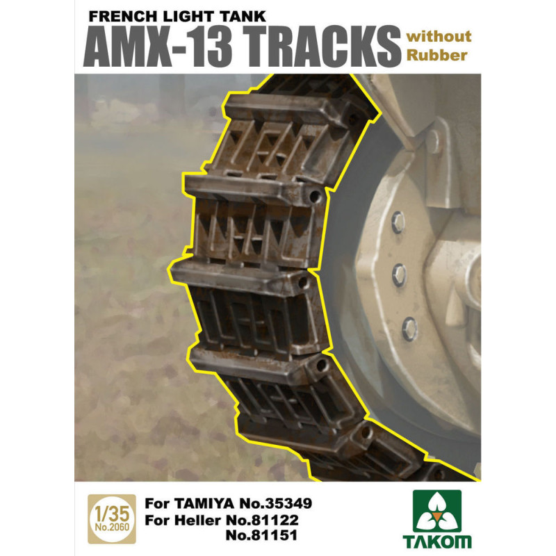Chenilles sans caoutchouc pour char léger français AMX-13 - 1/35 - TAKOM 2060